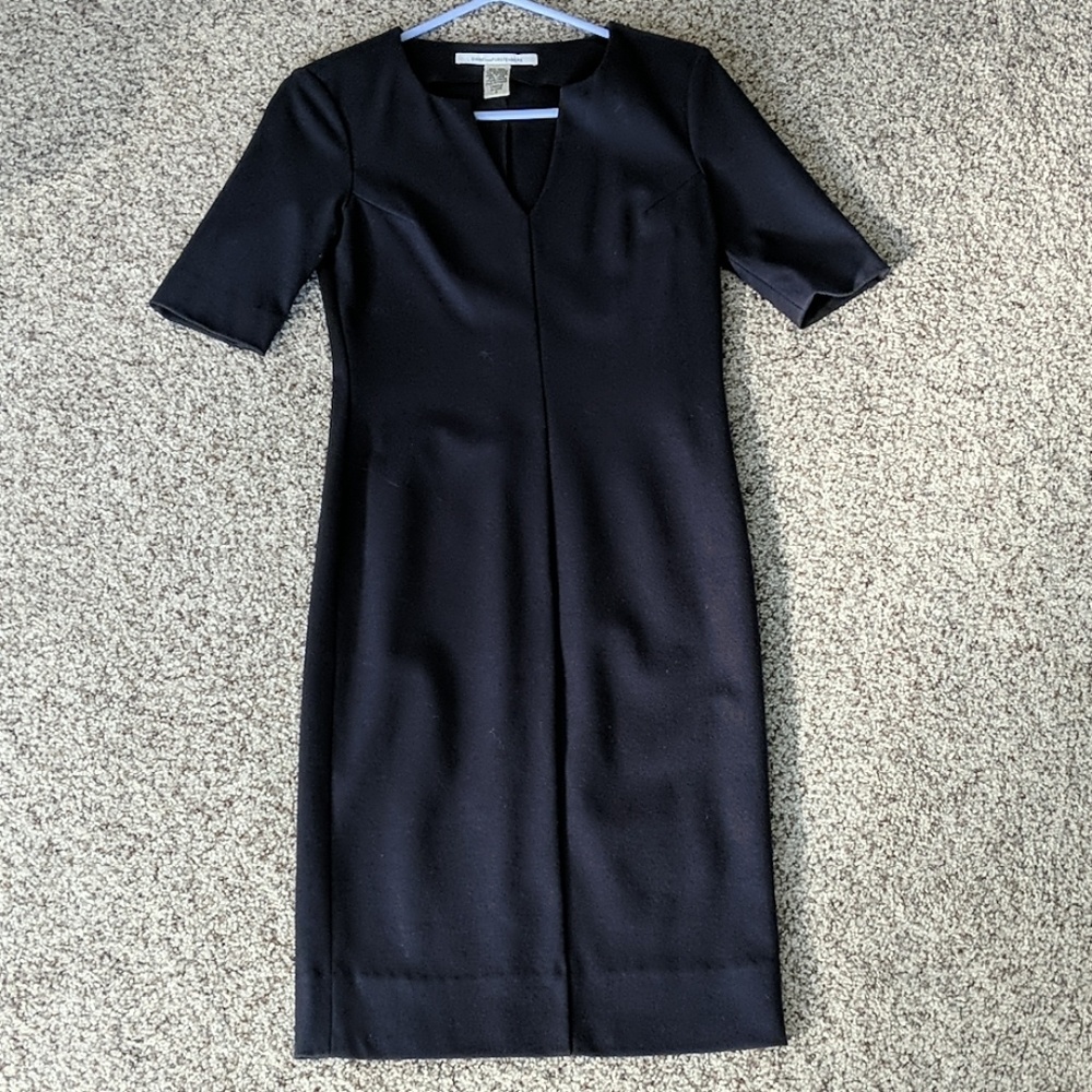 Diane von Furstenberg Navy Wool Sheath Dress
